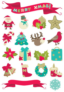 Set of vector icons of christmas decorations Stock Vector | Adobe Stock