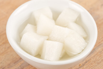Chikin Mu - Korean pickled white radish.