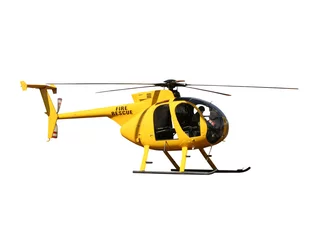 Abwaschbare Fototapete Hubschrauber Generischer gelber Helikopter für Feuer/Rettung, isoliert.