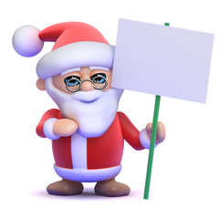 Santa holds a blank placard