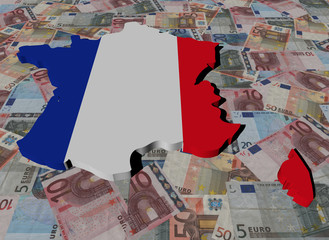 France Map flag on Euros illustration