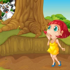 Photo sur Plexiglas Animaux de la forêt une fille et un animal