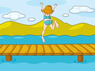 Rolgordijnen een meisje en water © GraphicsRF