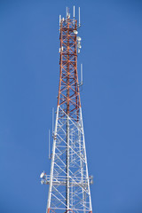 Telecommunications tower. Mobile phone base station