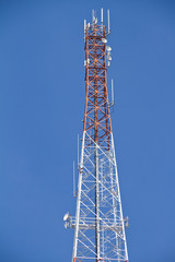 Telecommunications tower. Mobile phone base station