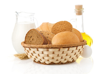 fresh bread on white background