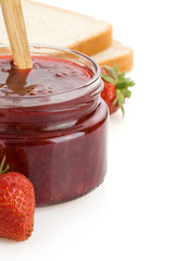 strawberry jam isolated on white