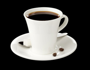 cup of coffee on black