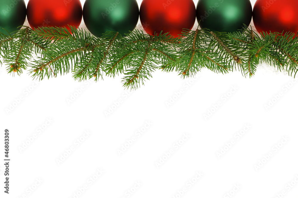 Wall mural border of green and red christmas balls