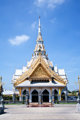 thai temple and nice blue sky,Chachengsao Thailand