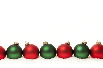 Border of green and red Christmas balls