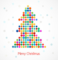 Christmas tree with abstract colorful doted pattern