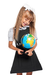 Little girl with globe