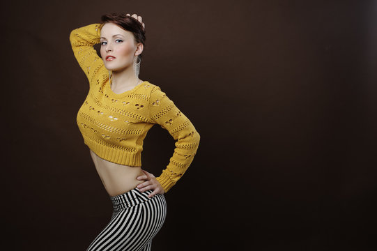 Beautiful girl about auburn hair