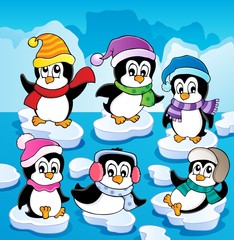 Fototapeta premium Winter theme with penguins 2