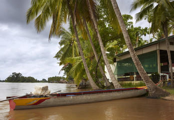 boat moored on the Mekong