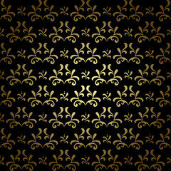 black and gold seamless pattern - vector vintage