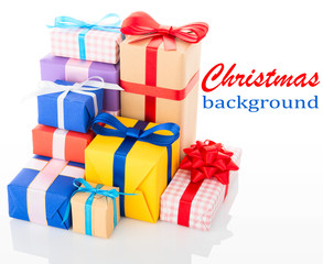 Christmas background. Gift boxes
