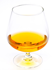 aged cognac, in cup, on white base