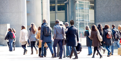 A large group of people walking.