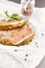 raw pork meat with spice