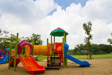 Colorful children playground in the park