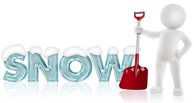 snow word with figure holding shovel clip art preview