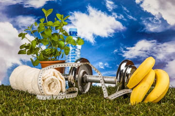 Fototapeta premium Composition of fitness stuff