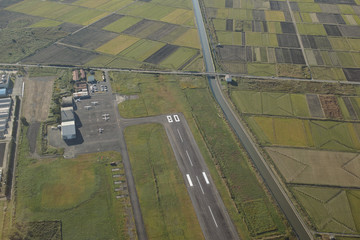 Runway of Ryugasaki Airfield Japan, aerial view