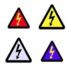 Obraz premium Set of high voltage sign, high voltage symbol