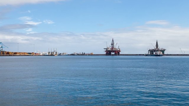 Oil rig in seaport