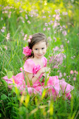portrait of little girl outdoors in summer © zagorodnaya