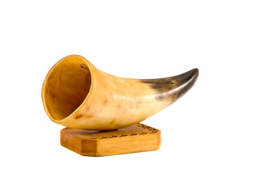 handmade cow horn vase isolated on white - 46816718