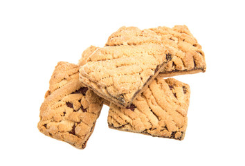 Heap of delicious  cookies isolated on white background