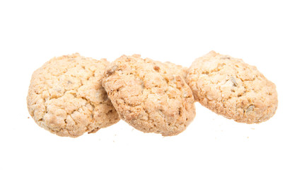 Heap of delicious  cookies isolated on white background
