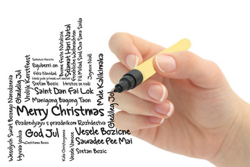 christmas word cloud in different language