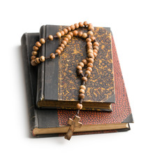 holy bible and rosary beads