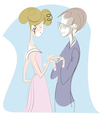 Engagement of young couple