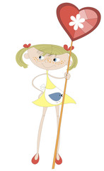 Funny girl holds a huge lollipop