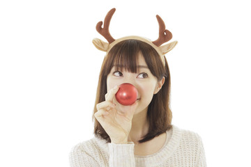 クリスマス　トナカイをイメージした女性