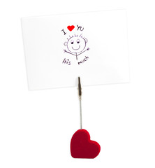 White Card on Heart Pin
