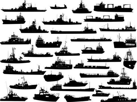 Set of 35 (thirty five) silhouettes ships