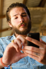 his mobilephone