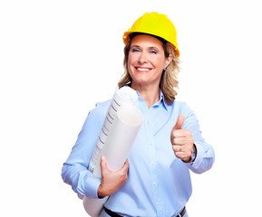 Architect woman with a plan.