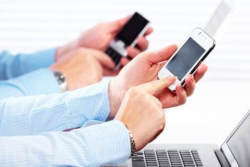 Business people calling by smartphone.