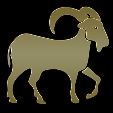 Sternzeichen Steinbock - gold auf schwarz