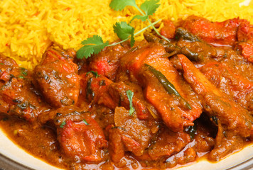 Indian Chicken Tikka Jalfrezi Curry with Rice