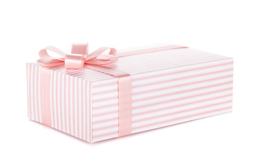 Pink gift box with ribbon and bow