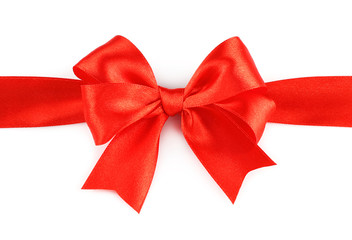 Fototapeta premium Big red holiday bow on white background