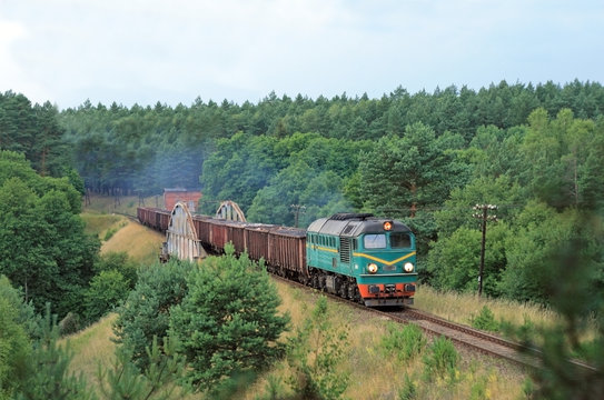 Fototapeta Freight diesel train